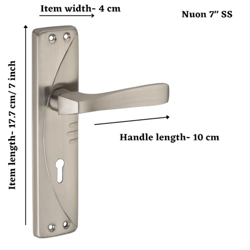 SARDAR Nuon Iron Handle Set 7 Inch|2 Keys | 6 Lever Single Turn Lock Set| Handle Set for Door, Bathroom, Bedroom, Living Room| (SS), Silver - Image 2