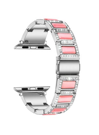 Replacement Strap Three-beads Diamond + Gemstone Watch Band For Apple Watch Series 9&8&7 41mm / SE 3&SE 2&6&SE&5&4 40mm / 3&2&1 38mm Silver Pink - pzsku/Z05AF6EF3FEBC2BF9E766Z/45/_/1714870368/bdf8a8fc-5d22-429e-95e7-1198b6cae2f0