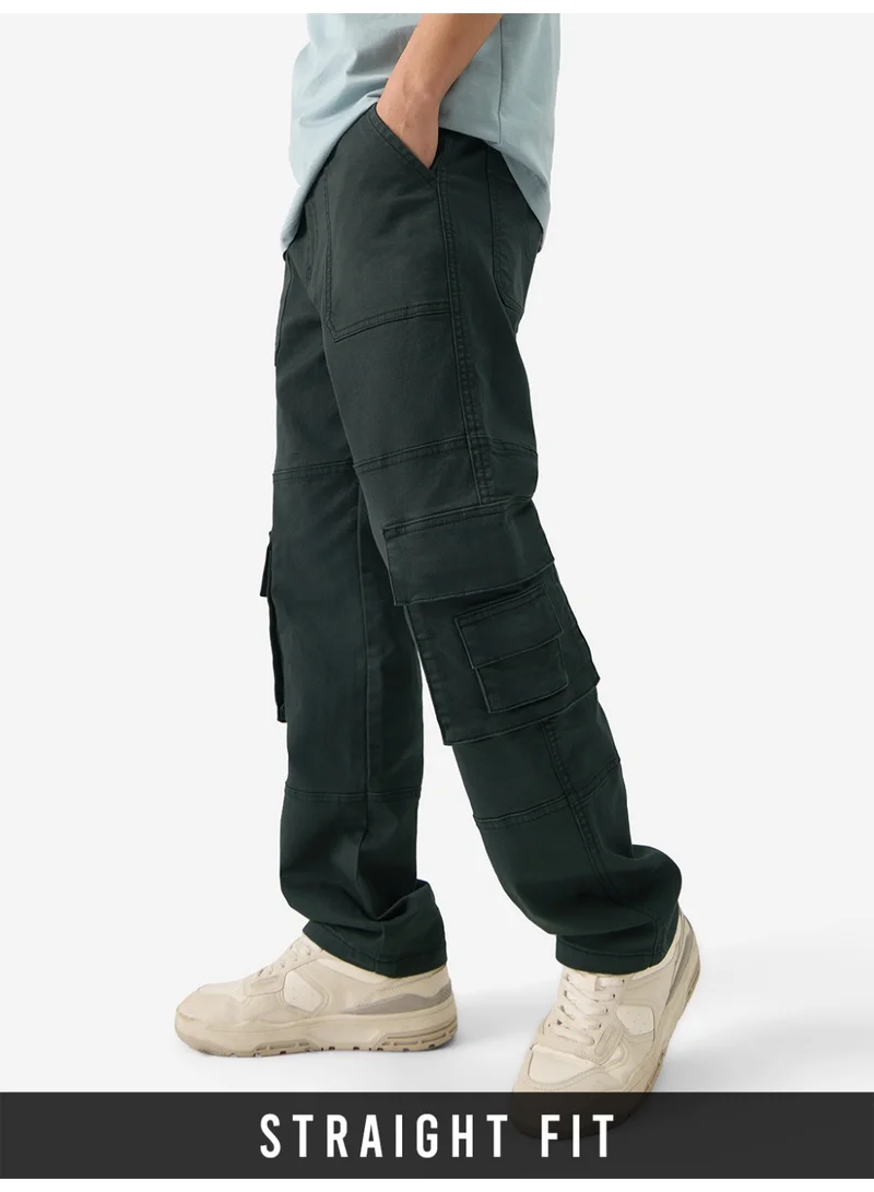 The Souled Store The Souled Store Men Greenlake Solid Straight Fit Cargo Jeans