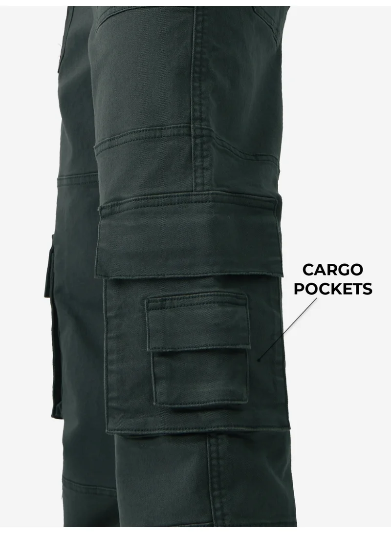 The Souled Store The Souled Store Men Greenlake Solid Straight Fit Cargo Jeans