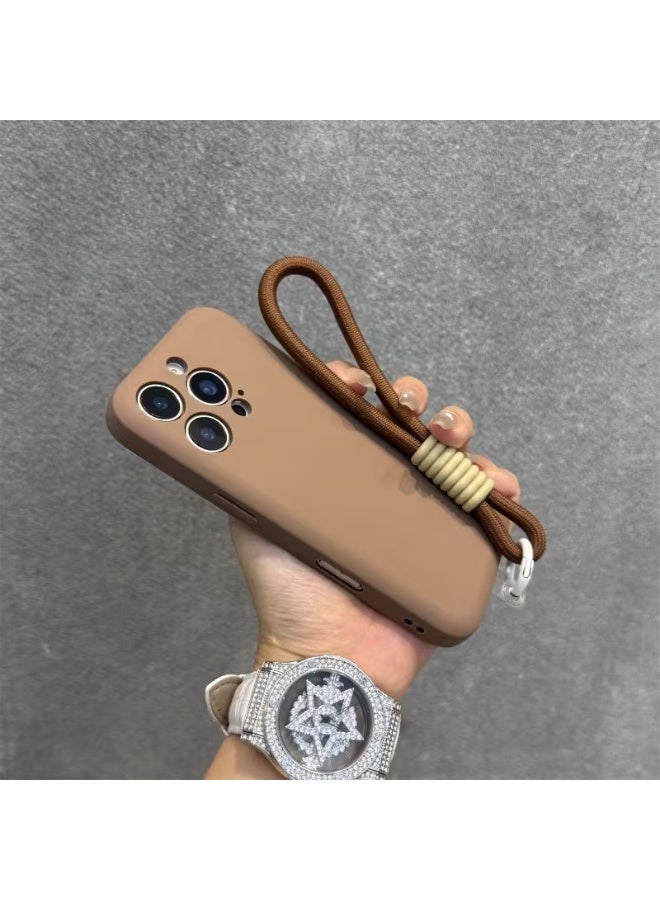 تيمو حافظة ايفون عالية الجودة - بني سادة أنيق بملمس صابوني، تتميز بفتحة حبل واقية كاملة، متوافقة مع ايفون 16 بروماكس - Image 2