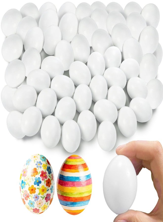 Haawooky 60 Pack Easter Plastic Eggs,White Fake Easter Egg,Artificial Chicken Egg for DIY Crafts,Painting,Easter Party,Home Decor,Nest - Image 1