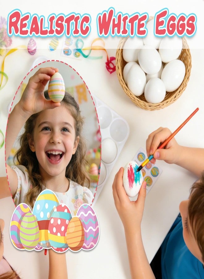 Haawooky 60 Pack Easter Plastic Eggs,White Fake Easter Egg,Artificial Chicken Egg for DIY Crafts,Painting,Easter Party,Home Decor,Nest - Image 3