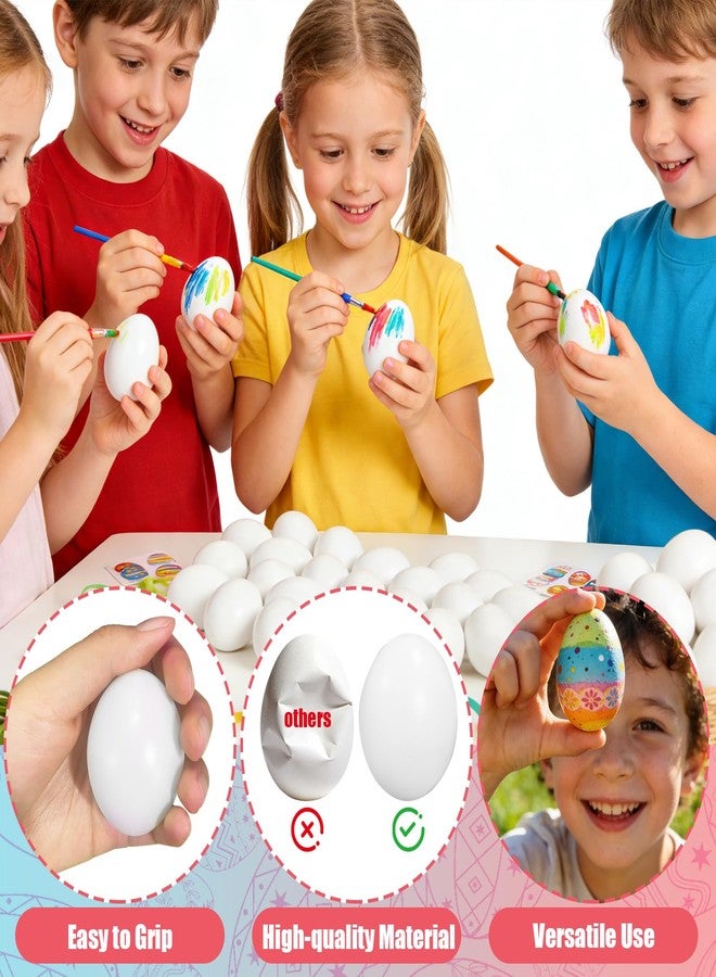 Haawooky 60 Pack Easter Plastic Eggs,White Fake Easter Egg,Artificial Chicken Egg for DIY Crafts,Painting,Easter Party,Home Decor,Nest - Image 4