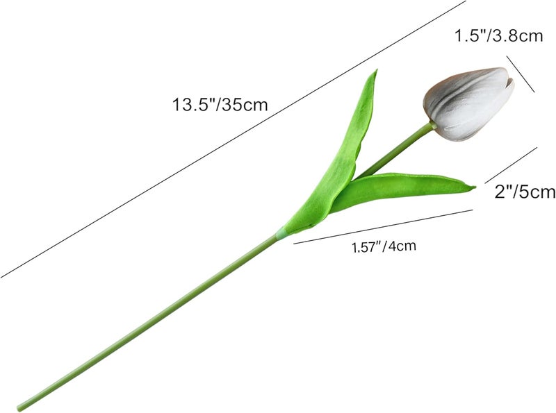 Mandy's Artificial Tulips 20 Stems Silver Grey PU Faux Flowers for Thanksgiving and Christmas Decorations Wedding Home Decor 13.5 Inch - Image 2