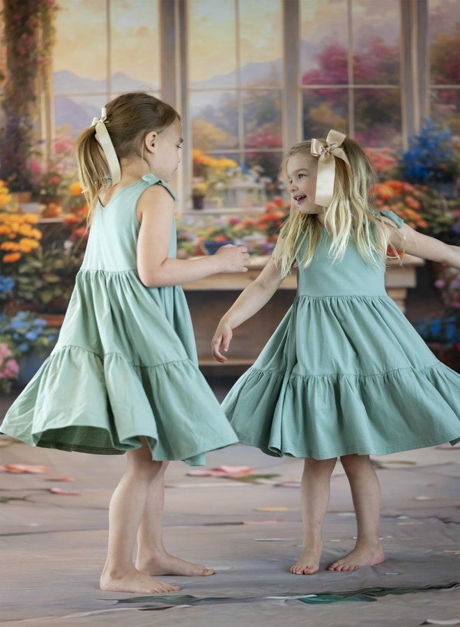 Arshiner Girls Summer Dress Toddler Cute Backless Graduation A-line Flowy Midi Dress Toddler Green Dress Easter Dresses for Girls Size 6 - Image 2