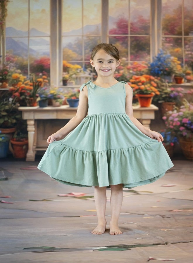 Arshiner Girls Summer Dress Toddler Cute Backless Graduation A-line Flowy Midi Dress Toddler Green Dress Easter Dresses for Girls Size 6 - Image 3