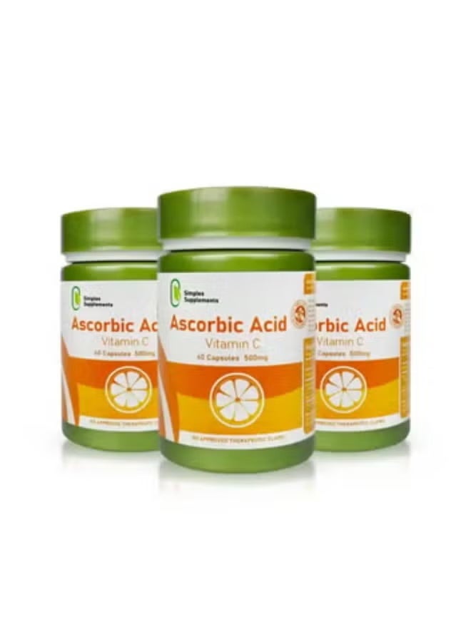 Simplee Supplements Ascorbic Acid Vitamin C – 3 Bottles