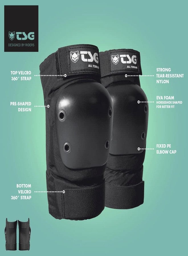 TSG Elbowpad All Terrain Protective Pad, Skateboarding, Hardshell, EVA Foam, PE Knee Pads, Pre Shaped, Horseshoe, Tear Resistant Nylon, 360 Degree Top Strap, Pull Over, Swiss, Black - Image 3