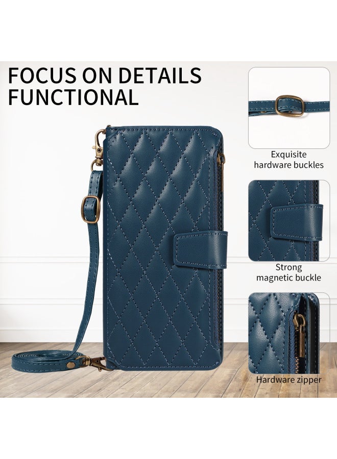 For Apple SE4 Mobile Phone Leather Case Zipper Card Flip Phone Protective Case IPhone14pro Full-Covered Leather Case-Color:Green + Long Lanyard-Applicable Models:iPhone13Promax  - Image 3