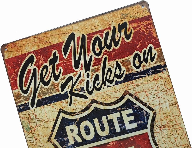 ERLOOD Get Your Kicks Route 66 Metal Retro Wall Plaque Decor Vintage Tin Sign 12 X 8 - Image 2