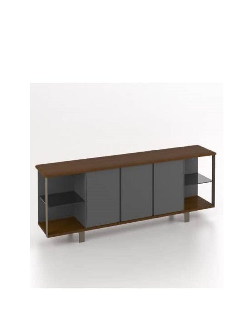 BAFCO Universal Credenza Open Cabinet with Wooden Doors for Storage documents and files Wood Veneer | Printer Stand with Open Storage Shelves for Home/Office/Colleges (W-205cm, D-40cm, H-76.5cm)  - Image 1