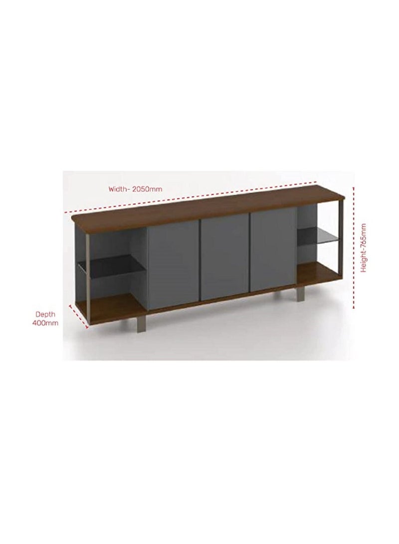 BAFCO Universal Credenza Open Cabinet with Wooden Doors for Storage documents and files Wood Veneer | Printer Stand with Open Storage Shelves for Home/Office/Colleges (W-205cm, D-40cm, H-76.5cm)  - Image 3