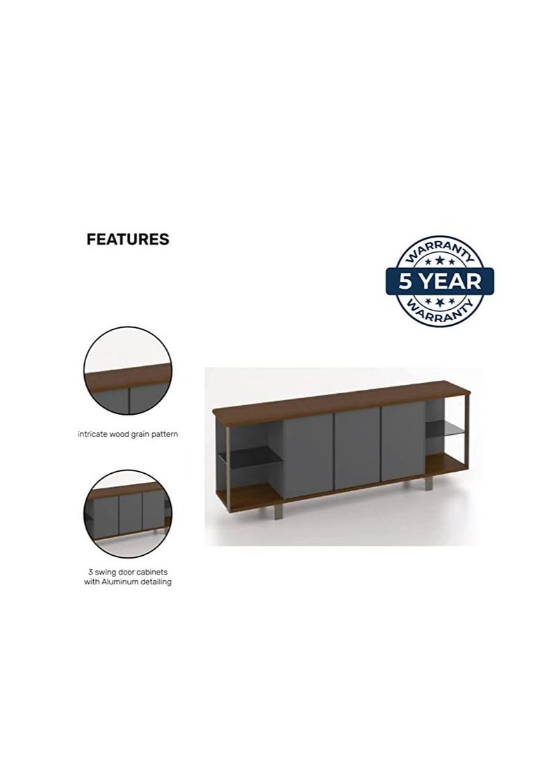 BAFCO Universal Credenza Open Cabinet with Wooden Doors for Storage documents and files Wood Veneer | Printer Stand with Open Storage Shelves for Home/Office/Colleges (W-205cm, D-40cm, H-76.5cm)  - Image 4