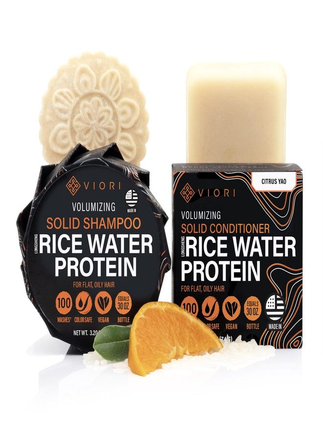 VIORI Citrus Yao Shampoo & Conditioner Bar Set WITHOUT Bamboo Holder - Handcrafted with Longsheng Rice Water & Natural Ingredients - Sulfate-free, Paraben-free, Phthalate-free, pH balanced 100% Vegan - Image 1