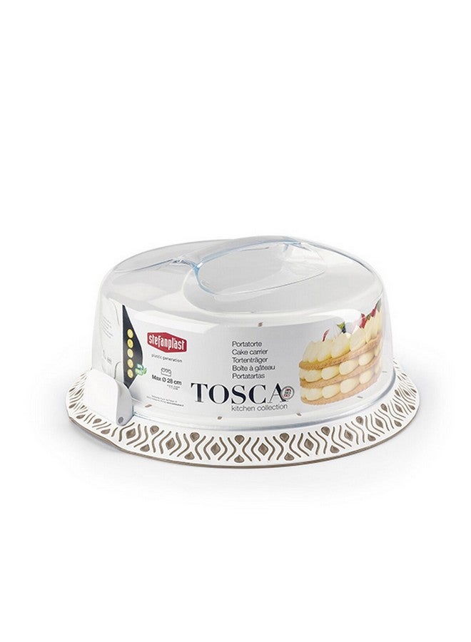 Stefanplast Tosca Elegant BPA-Free Plastic Cake Carrier White and Beige 16 x 36 x 37 cm 55850 - Image 1