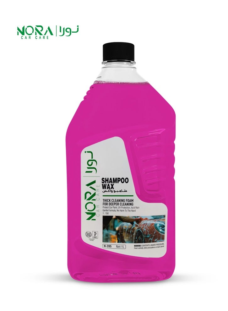 NORA Car Shampoo Wax 1L – High Foam Car Wash Shampoo with Wax Protection, Deep Cleaning Formula, UV Protection, Safe for Paint, Tires, Plastic & Vinyl – N-205 - Image 1