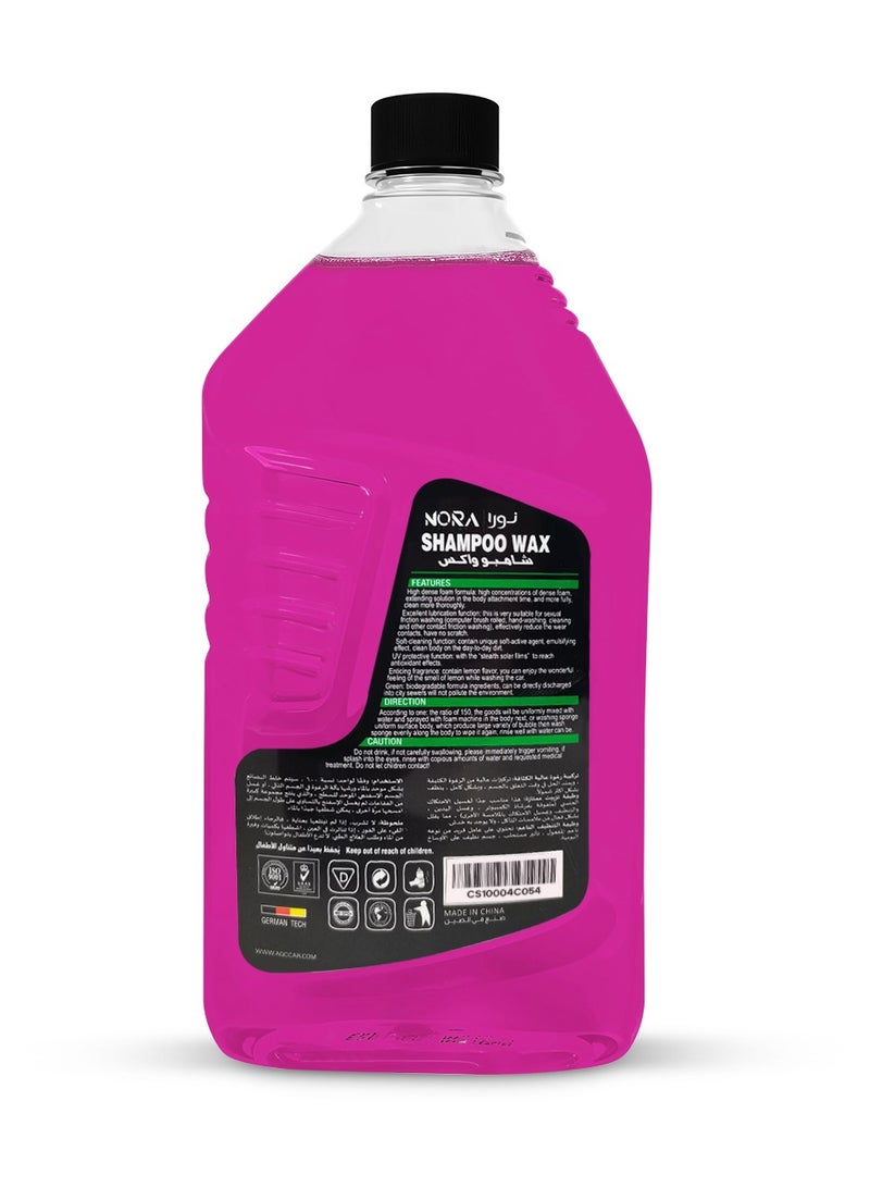 NORA Car Shampoo Wax 1L – High Foam Car Wash Shampoo with Wax Protection, Deep Cleaning Formula, UV Protection, Safe for Paint, Tires, Plastic & Vinyl – N-205 - Image 2