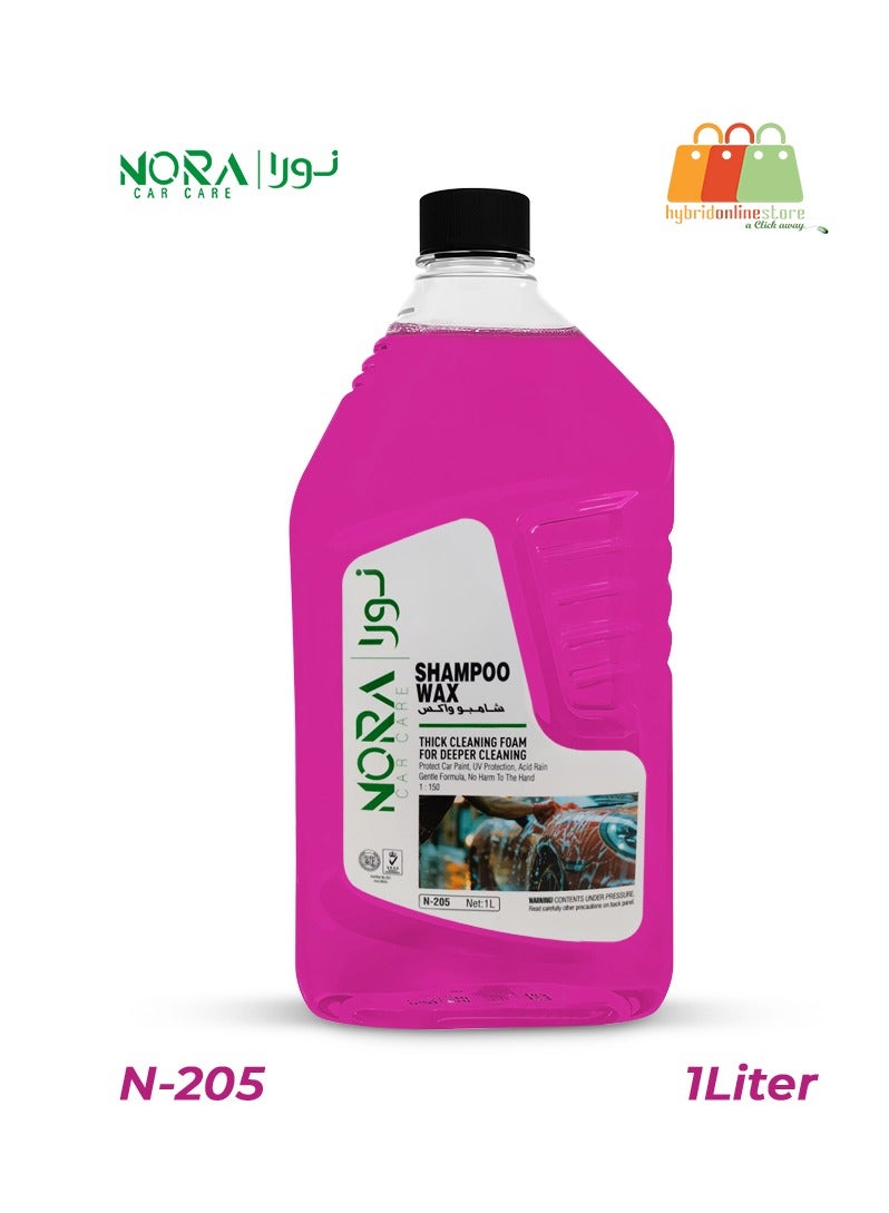 NORA Car Shampoo Wax 1L – High Foam Car Wash Shampoo with Wax Protection, Deep Cleaning Formula, UV Protection, Safe for Paint, Tires, Plastic & Vinyl – N-205 - Image 3
