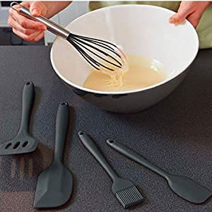 we3 Silicone Cooking Utensils Set, Kitchen Utensils Include Silicone Spatula Set, Turner, Brush, Whisk, Heat Resistant Non-Stick Cooking Tools (Black) - Image 3