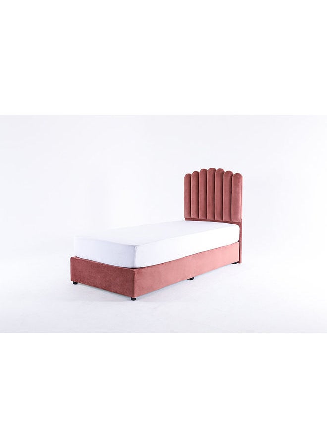 Pan Home Anna Single Bed Velvet Pink 90x200 Cm | Panel  - Image 3