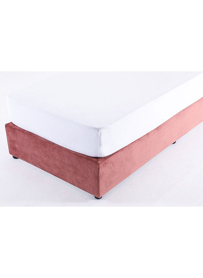 Pan Home Anna Single Bed Velvet Pink 90x200 Cm | Panel  - Image 4