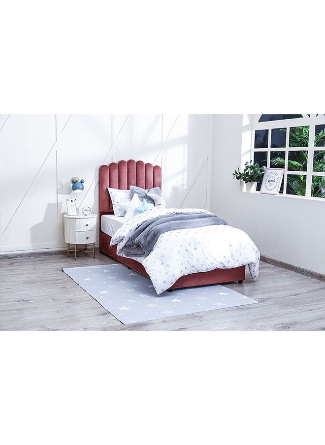 Pan Home Anna Single Bed Velvet Pink 90x200 Cm | Panel  - Image 1