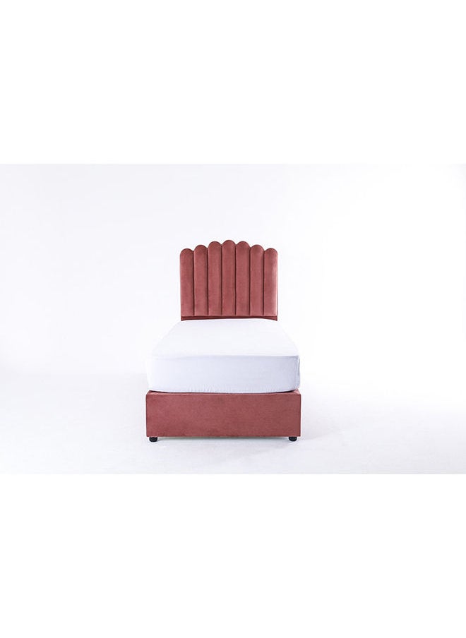 Pan Home Anna Single Bed Velvet Pink 90x200 Cm | Panel  - Image 2
