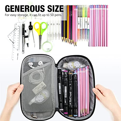 Gloppie Pencil Case Dual Zipper Pencil Pouch Pen Box, School Supplies for Boys Adults, Grey - Image 4