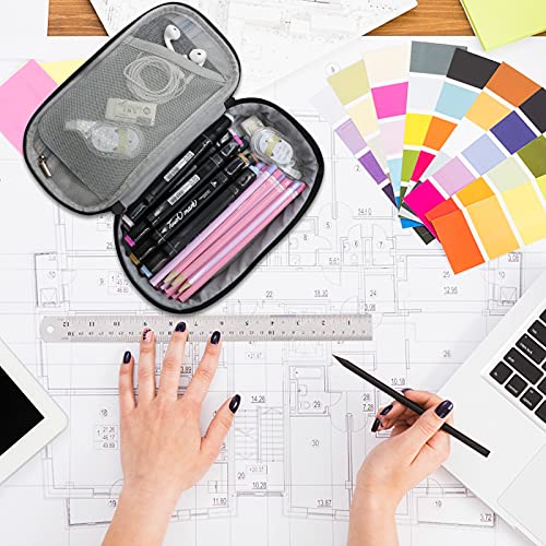 Gloppie Pencil Case Dual Zipper Pencil Pouch Pen Box, School Supplies for Boys Adults, Grey - Image 5