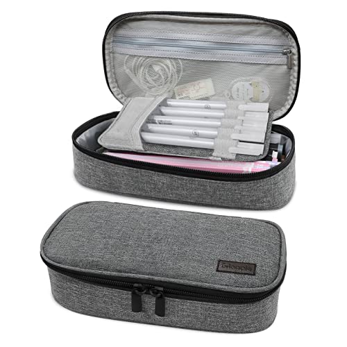 Gloppie Pencil Case Dual Zipper Pencil Pouch Pen Box, School Supplies for Boys Adults, Grey - Image 1