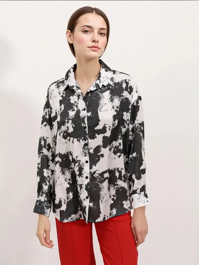 BIG DART BDART Satin Long Sleeve Button Up Shirt