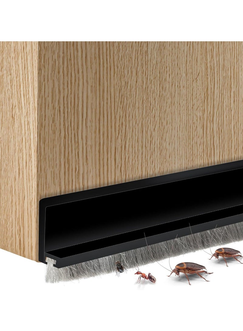 Relex Door Sweep for Bottom of Door, Integrated Under Door Draft Stopper with Brush, Weather Stripping with Self Adhesive, Under Door Seal for Protection Against Dust, Cold, Heat, Noise(Black) - Image 1