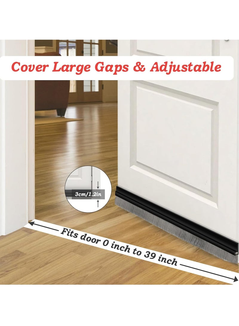 Relex Door Sweep for Bottom of Door, Integrated Under Door Draft Stopper with Brush, Weather Stripping with Self Adhesive, Under Door Seal for Protection Against Dust, Cold, Heat, Noise(Black) - Image 3