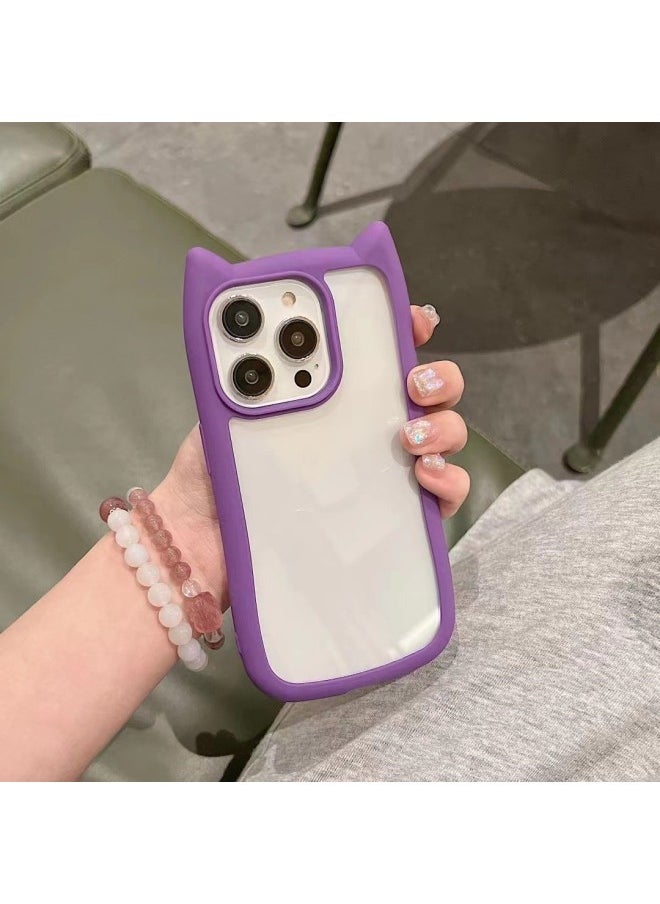 Generic - Cat Ear Mobile Phone Case 7 Drops Of Glue 16 For Apple 15PROMAX Simple 14/13 Full 12 Drop 11-Color:Purple-Applicable Model:11proamx - Image 1