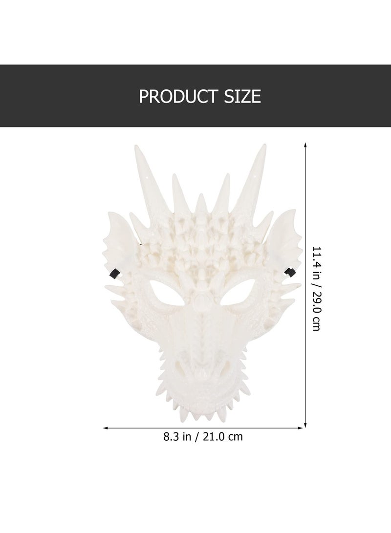 SYOSI قناع التنين 3 قطع قناع تمثيل قناع رأس التنين قناع التنين الأبيض قناع حيواني إكسسوار زي حفلة ماسكرايد (أبيض) - Image 4