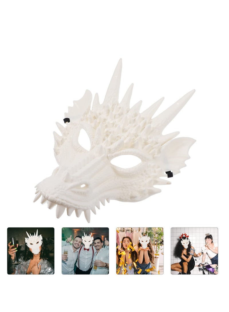 SYOSI قناع التنين 3 قطع قناع تمثيل قناع رأس التنين قناع التنين الأبيض قناع حيواني إكسسوار زي حفلة ماسكرايد (أبيض) - Image 5