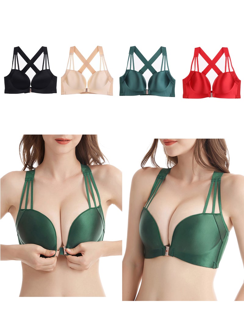 Women Front Closure Bra Plus Size Thin Padded No Underwire Bras - Image 4