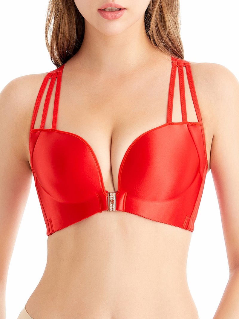 Women Front Closure Bra Plus Size Thin Padded No Underwire Bras - Image 1