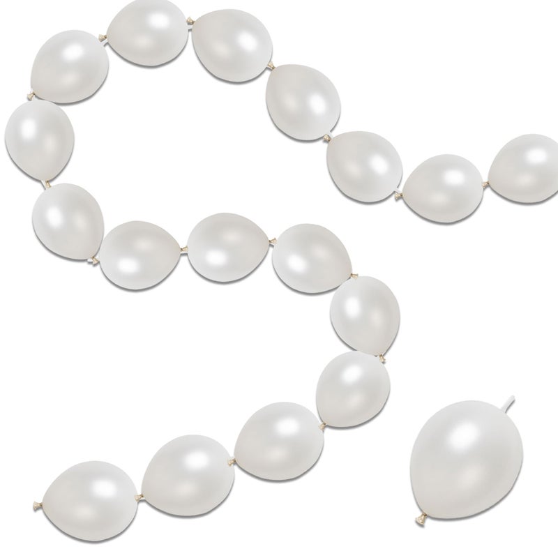 JINUPHION 100 Pcs Quick Link Balloons White Metallic 6 inch, Latex Linking Balloons Pearl White for Balloon Wall/Arches/Chains, Birthday Party Wedding Anniversary Graduation Arch Party Decor - Image 1