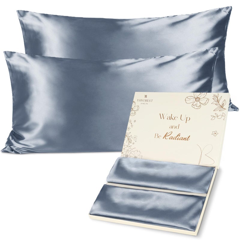 Yanibest Satin Pillowcase, King Size Pillow Cases Set of 2 - Silk Pillow Cases for Hair and Skin with Zipper, Silk Pillow Cases King for 20"x36", Exquisite Packaging for Women Men - Image 1