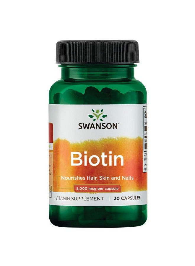 Swanson Biotin B7 Vitamin 5000 mcg 30 Capsules