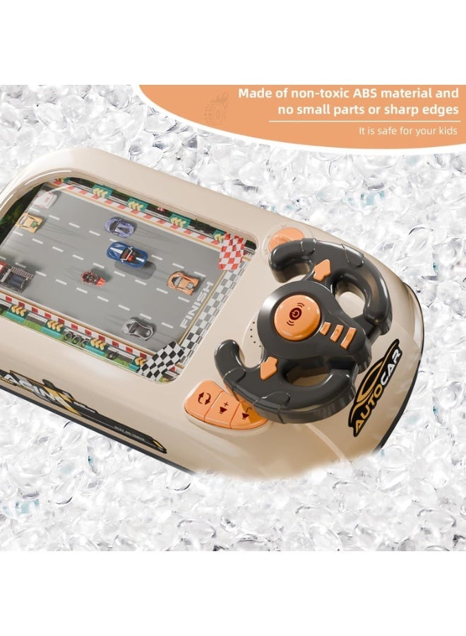 MAGIC VAULT عجلة قيادة سيارة مغامرة سباق، لعبة عجلة قيادة للأطفال مع 8 ألحان وأصوات محرك، ألعاب سباق سيارات محاكاة للأطفال مع صوت لعمر 3 سنوات فما فوق (كريم) - Image 3