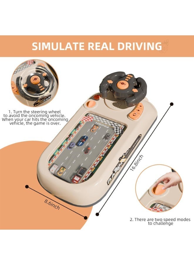 MAGIC VAULT عجلة قيادة سيارة مغامرة سباق، لعبة عجلة قيادة للأطفال مع 8 ألحان وأصوات محرك، ألعاب سباق سيارات محاكاة للأطفال مع صوت لعمر 3 سنوات فما فوق (كريم) - Image 2