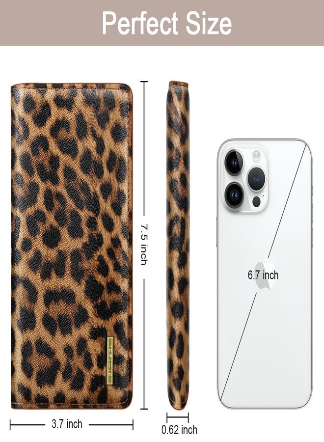 Simikol Minimalist Bifold Wallet RFID Blocking Slim Cute Credit Card Holder Compact Leather Wallet Ladies Purse for Handbag, Leopard - Image 4
