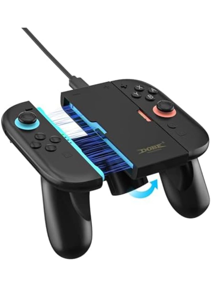 SYOSI Magnetic Charging Grip for Switch 2 Joycon, Dual LED Charging Controller Grip with USB-C Cable, Play and Charge Compatible Grip for Switch 2 Joycon Accessories Only (Black) - Image 1