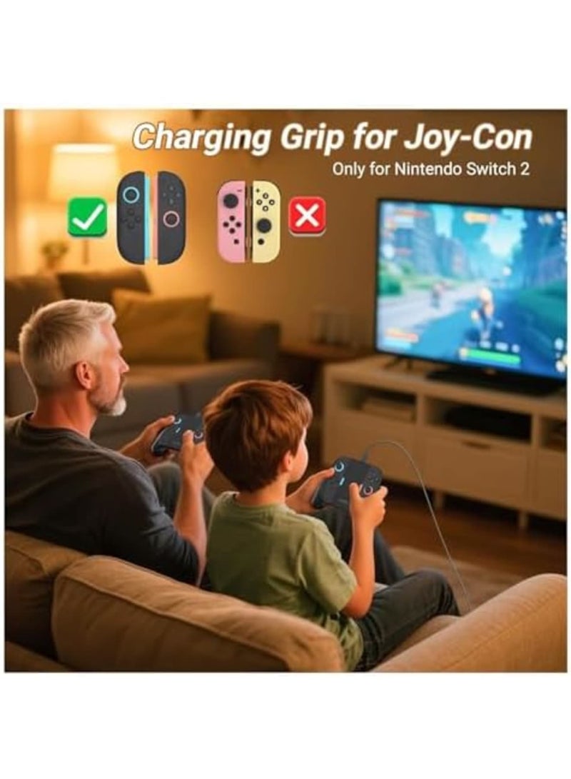 SYOSI Magnetic Charging Grip for Switch 2 Joycon, Dual LED Charging Controller Grip with USB-C Cable, Play and Charge Compatible Grip for Switch 2 Joycon Accessories Only (Black) - Image 3