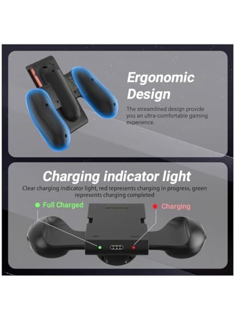 SYOSI Magnetic Charging Grip for Switch 2 Joycon, Dual LED Charging Controller Grip with USB-C Cable, Play and Charge Compatible Grip for Switch 2 Joycon Accessories Only (Black) - Image 4