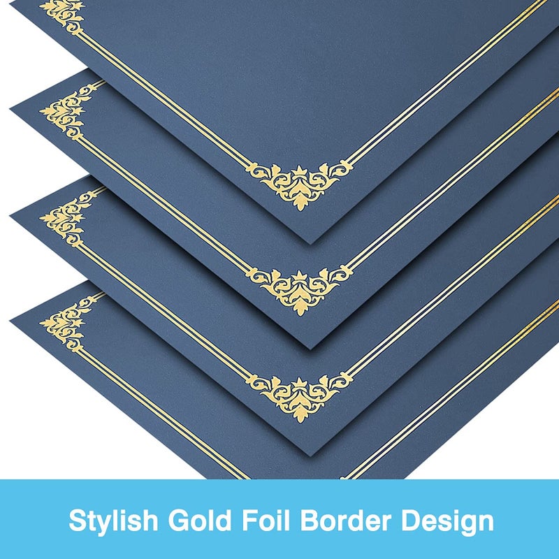 SUNEE Certificate Holders(Navy Blue, 30 Packs), Diploma Covers Gold Foil Border, for Letter Size 8.5x11 Certificates, Cardstock, Document Papers - Image 2