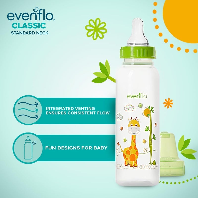 Evenflo Feeding Classic Prints Polypropylene Bottles for Baby, Infant and Newborn - Blue/Green/Teal, 8 Ounce (Pack of 12) - Image 3